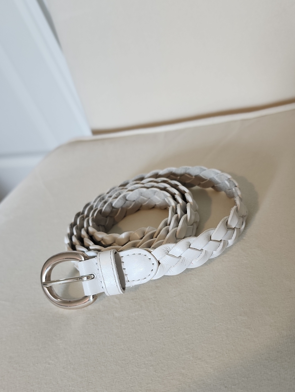 Talbots Braided White Leather Belt - Women Accessories Sz M
